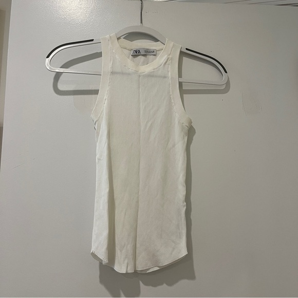 Zara Ribbed Tank Top White Women's Size Small - Picture 2 of 6